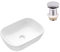VBChome Waschbecken 45 x 32 cm Keramik Weiß Oval Waschtisch Pop-up ventil Click-Clack Handwaschbecken Aufsatzwaschbecken Waschschale Gäste WC