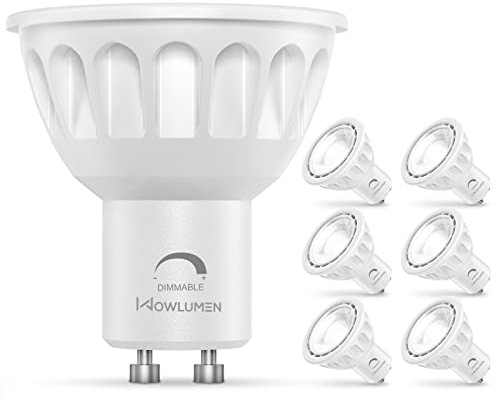WOWLUMEN Dimmable MR16 GU10 LED Light Bulbs, 5W 500LM LED Bulbs, 5000K Daylight Lightbulbs for Recessed Track Lighting, 40° Spotlight for Kitchen, Range Hood, Living Room, Bedroom, 6 Pack