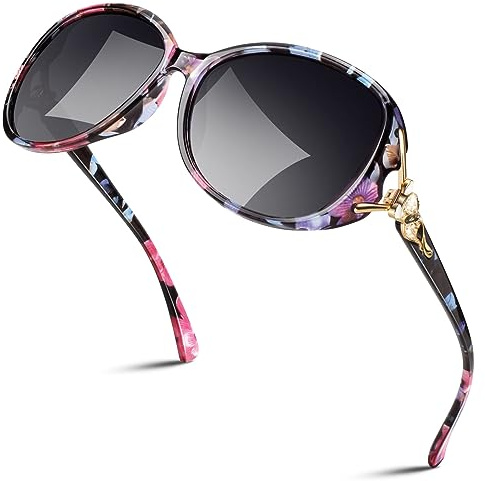 Sunier Lunettes de Soleil Femme Polarisées, Lunettes de Soleil Surdimensionnées Mode, Protection UV400