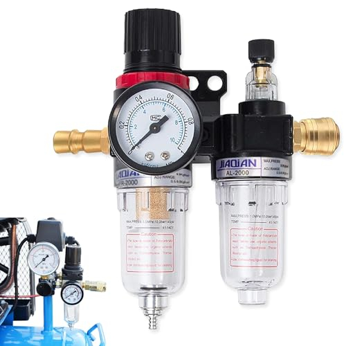 yotutun Réducteur de pression d'air comprimé, Séparateur D'Eau À Air Comprimé avec Manomètre filtre 1/4 régulateur d'air Détendeur D'Air Comprimé pour Compresseur et Outils d'Air
