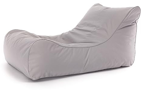 Ecopuf - Master Canapé Pouf Chaise Longue da esterno - Pouf Poltrona con tasca portaoggetti e maniglia - Borsa in tessuto impermeabile - Poltrona da salotto - 115x65x60cm, Grigio chiaro M18