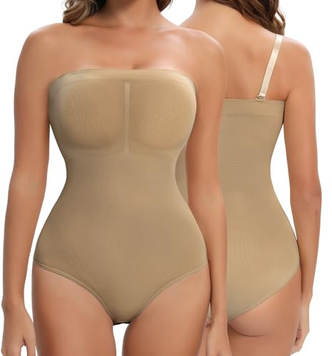 Lenashape Faja moldeadora sin tirantes para mujer, body triangular con control de abdomen, sin costuras, moldeador de cuerpo