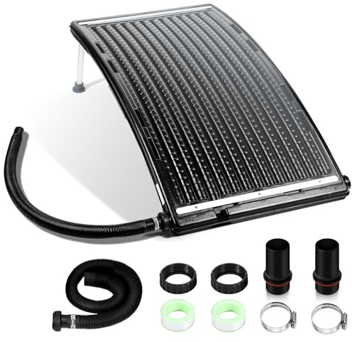 Fiqops 2 x riscaldatori solari per piscina, 110 x 65 x 15 cm, riscaldamento solare 10000 l/h, attacco da 38 – 40 mm, sistema solare espandibile, per acqua calda, doccia da giardino, piscina,