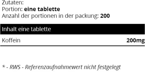 Sowelo Koffein I 200mg I Stimuliert das Zentrale Nervensystem I Reduziert Müdigkeit und Schläfrigkeit I Verbessert die Konzentration I 200 Tabletten (2-Pack)