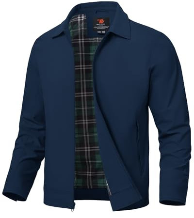 donhobo Herren Jacke Leichte Freizeit Übergangsjacke Sommer Bomberjacke Outdoor Sportjacke Full Zip Up Blousonjacke mit Innentasche, Marine, XL