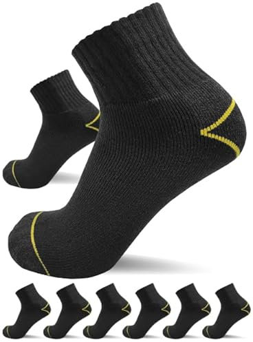 sogzz Arbeitssocken Quarter Socken Herren kurz | 6 Paar | Arbeit Sneaker Socken halbhoch, Kurzsocken, 75% Baumwolle, Arbeitersocken z.B. für Arbeitsschuhe, Work Socks, 43-46, Schwarz/Schwarz