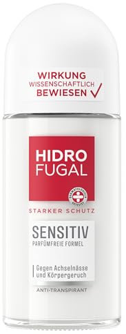 Hidrofugal SENSITIV Roll-on, starker Antitranspirant Schutz für empfindliche Haut, parfümfreies Deo ohne Ethylalkohol gegen Achselnässe & Körpergeruch (50 ml)