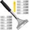 Wallpaper Scraper Tool, 220mm Heavy Duty Long Handle with 10 Pcs Blades, Non-Slip Soft Grip Paint Scraper for Effortless Removal of Wallpaper, Floor Tiles and Stubborn Materials