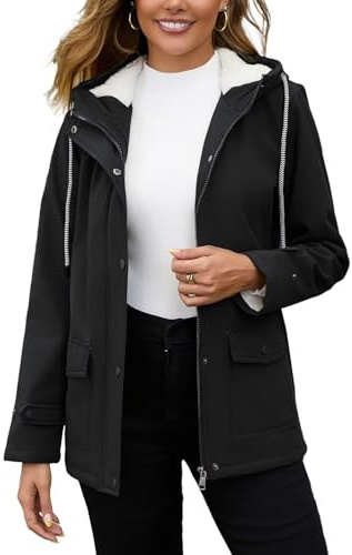Mujeres Chaquetas impermeables al aire libre Softshell Chaqueta con capucha Windbreak Impermeable para el otoño invierno