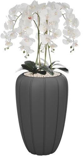 botle Vit konstgjord orkidé kaskadblombukett i antracit kruka, ca 112 cm hög, gummerade blommor, 5 skott, hemmakontor, dekoration