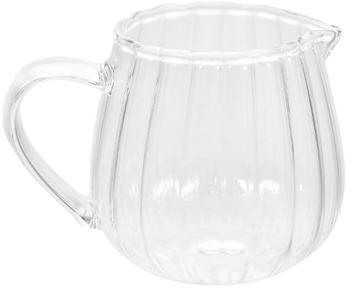 Ipetboom Transparent Glass Milk Pot 155ml Heat Resistant with Pouring Nozzle and Syrup Cookers for Coffee and Vinaigrette, Kitchen and