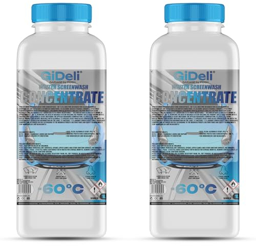 GiDeli Líquido anticongelante concentrado para parabrisas (2 x 1 L, anticongelante de -60 °C, para protección contra heladas)