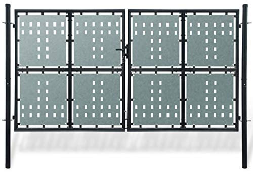 Puerta de valla de jardín, negra 300x250 cm para cercado