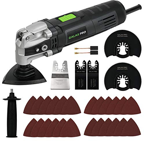 GALAX PRO 3.5A 6 Variable Speed Oscillating Multi Tool Kit with Quick Clamp System Change and 30pcs Accessories, Oscillating Angle:4° for Cutting, Sanding, Grinding