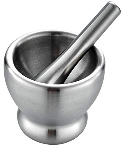 Set de Mortier et Pilon en Acier Inoxydable pour Ail Epices Herbe Médecine Mortier et pilon/Moulin à épices/– Heavy Duty – alimentaire et sans BPA