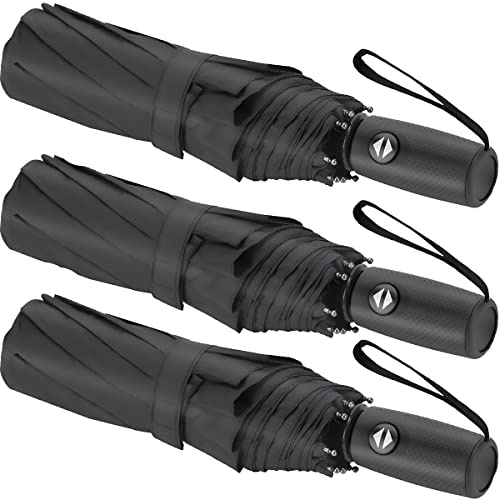 Liberty Imports 3 Pack Umbrella Windproof Travel Umbrella - Wind Resistant, Compact, Light, Automatic, Strong Steel Shaft, Small and Portable - Backpack, Car, Purse - Men and Women (Set 4)