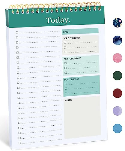 Taja To Do List Notepad - To Do List Notebook for Work with 52 Sheets, 9.8 x 6.5, Undated Daily Planner Perfect for Daily Tasks and Goal Setting, Notepad Suitable for Office, Home & School - Greenery Sway