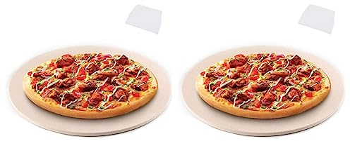 Lakerea 2 x Pietra per Pizza, Pietra per Pizza Rotonda per Grill e Forno, Pizza, Bistecca, Padella per Pizza in Cordierite da Pollice Spessa, Cottura e Cottura