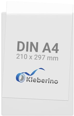 KLEBERINO Selbstklebetaschen | Rechtecktaschen transparent | schmale Seite offen | Selbstklebende Sichthüllen (DIN A4 | 20 Stück)