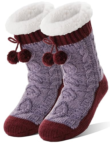 Welwoos zapatillas femeninas calcetines en invierno cálidos, gruesos, cálidos y cómodos blandos antideslizantes