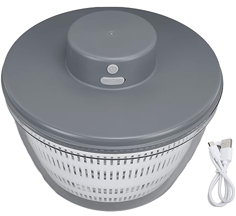 Fruit and Vegetable Washing Machine, 4L Electric Salad Spinner with Bowl & Colander, Rechargeable Multi Use Lettuce Spinner Vegetable Dryer Fruit Cleaner Device for Kitchen (Grey)