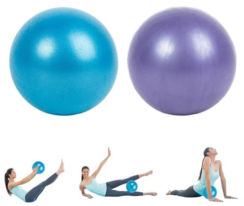2PCS Soft Pilates Ball, 9.8 Inch Exercise Ball, Small Exercise Balls, Core Balance Soft Pilates Balls, for Yoga, Fitness, Core Training, Physical Therapy, Balance, Barre, Stretching(Purple, Blue)
