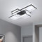 JIINOO Dimmable LED Ceiling Light, 110cm Flush Mounted Ceiling Light with Remote Control, 70W Square Acrylic Modern Simple Design Fixture for Bedroom Living Room, Black
