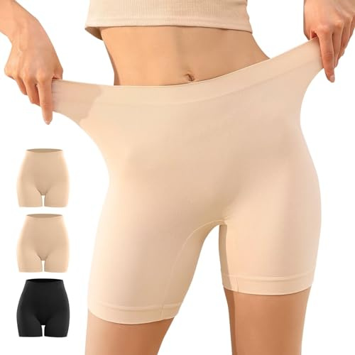 YouShow Cykelbyxor, dam, 1/3-pack, hög midja, kalsonger med korta ben, boxershorts under klänning, kjol, anti-skavning, korta leggings