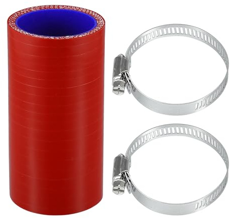 Motoforti 1 Set 40mm 1.57 ID 100mm 3.94 Length 0 Degree Red Blue Car Silicone Hose with Clamps Coolant Hose Universal
