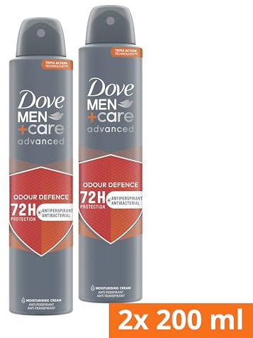 Dove Men+Care Advanced Odour Defence Men's Antiperspirant Deodorant Body Spray with ¼ moisturising cream & Triple Action technology for 72 hour sweat and odour protection 200 ml (Pack of 2)