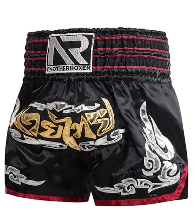 ARIASS Short Muay Thai, Short MMA pour l'entraînement et Le Kickboxing, Short de Boxe, de Combat, de Grappling, de Gymnastique pour Hommes, Femmes et Enfants(Black 3,M)