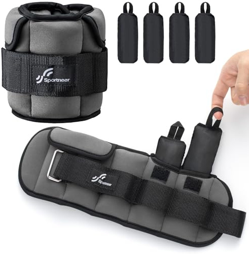 Sportneer justerbara ankelvikter: Förbättrade justerbara benviktigheter, viktmanschetter för gym, fitness, träning, 0,45–2,3 kg per fotled, 0,9–4,5 kg per par
