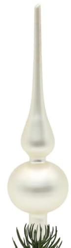 Hukermoon Topper de Árbol de Navidad, Punta de Árbol de Navidad Vidrio, Copa para Árbol de Navidad 26 cm, Adornos de Árbol de Navidad, Adorno Punta Arbol para Decoración de Navidad (Blanco)