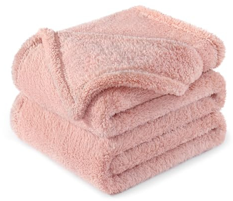 Exclusivo Mezcla Manta Polar Suave para Sofá, Manta de Felpa de Terciopelo Supersuave para la Cama, Calentito y Cálido para Todas Las Estaciones, 130x150 CM, Rosa