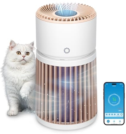 Airthereal Luftreiniger für Haustiere mit H13-Filter gegen Gerüche – Entfernt Tierhaare, Hautschuppen, Katzenurin-Geruch, Staub, Rauch – Für Räume bis 325㎡, PM2.5-Sensor, 360° Lufteinlass, AGH400