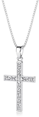 BodyBonita Croix Collier Femme Dainty Couleur Argent Pendentif Collier Chaîne Réglable Imperméable Bijoux pour Femmes