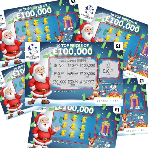Pregnancy Announcement Scratch Cards Pack of 6 Baby Reveal Xmas Christmas Theme Lottery Scratchcards Which Reveal ‘We’re Having A Baby’ Novelty Fake Pregnant Scratch Cards