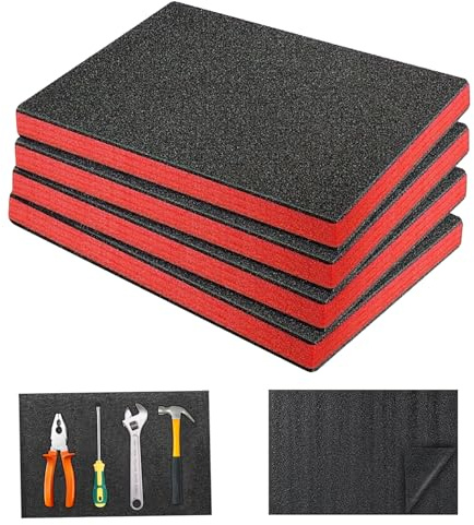 4 stycken skumsnitt, 40 x 30 x 2,5 cm verktygslåda skum polyetenskum, skumgummi, skumgummiinlägg verktyg, stötsäkert skyddande verktyg, verktygsverktyg