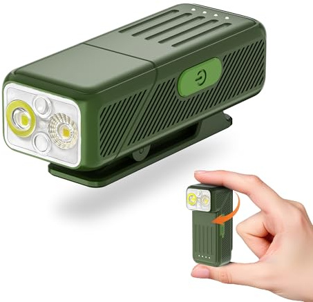 Eyshwu EDC Flashlight Rechargeable Clip-On Light with 90° Rotatable Head, 200-Lumen Mini Flashlight Hands-Free Pocket Light, with 10 Lighting Effects, Magnetic for Camping, Emergency, Running