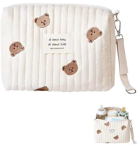 Yuwnd Wickeltasche Klein, Windeltasche Für Unterwegs, Wickeltasche Organizer Mit Teddy-Muster, Praktische Baby Paket Für Reisen, Einkaufen Und Parkbesuche