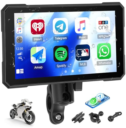GOHHDL Carplay Moto 5 Pouces pour Carplay Android Auto, Moto avec Dashcam Voiture Avant Arriere, GPS Dashcam Moto avec APP, Navigation GPS, Siri, G-oogle Assistant, Bluetooth, étanche
