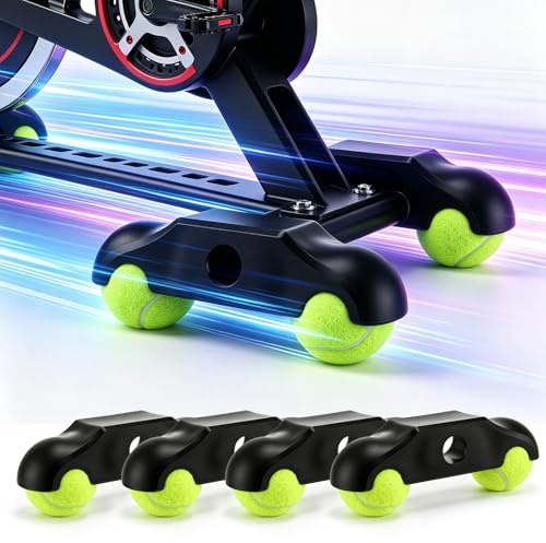 Eirolace 4 Plaques à Bascule avec 8 Balles de Tennis, Adaptateurs de Pieds à Bascule pour vélo d'intérieur, Entraîneur de vélo Portable Wippplatten, Tennisballfüße pour Wahoo Kickr Core 2