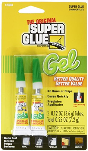 The Original Super Glue Cyanoacrylate Gel, 0.12 Oz each, 2 tubes