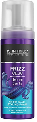 John Frieda Frizz Ease Dream Curls Air Dry Waves Styling Foam 150ml, Wave and Curl Enhancer, Lightweight Anti-Frizz Styling Foam