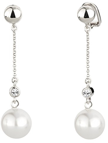 Traveller Ohrclip Hängend - Damen - weisse 12mm Perle - platiniert - 114140