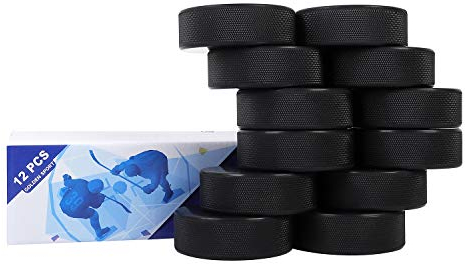 Eishockey Pucks, 12 Stück, offizielle Vorschriften, für Übung und klassisches Training, Durchmesser 7,6cm, Dicke 2,5cm, 170g, Schwarz