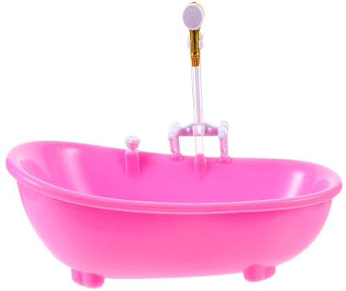 Toyvian Toy Bathtub for Dolls, Baby Doll Real Working Bath Set Electric Bathtub with Shower and Faucet Pretend Play Toy Play Water Accessories Fits Most Dolls ​Up to 12''