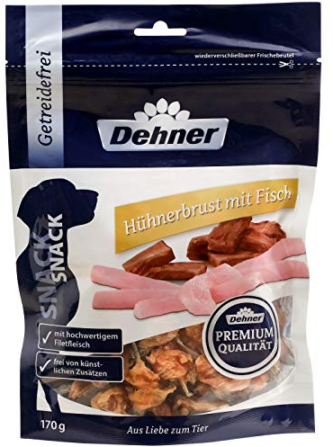 Dehner Premium Hundesnack, hochwertiges Leckerli getreidefrei, Kausnack für Hunde, Huhn / Fisch, 170 g