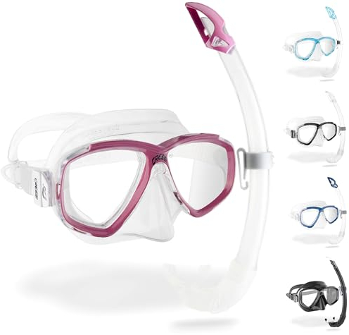 Cressi Perla & Mexico - Combo Set Dive/Snorkeling Mask & Snorkel, Adult Unisex,Transparent/Pink