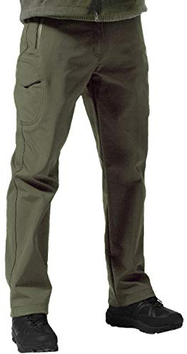 FREE SOLDIER Men's Outdoor Softshell Fleece Lined Cargo Pants Snow Ski Hiking Pants with Belt (Army Green 34W x 30L)